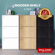 *READY STOCK* 3 Tier Bookshelf with Doors my-com Almari Buku Budak Rak Buku Bertutup Rak Dapur Stora