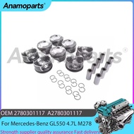 Engine Pistons Rings Set Fit 4.6 4.7 L V8 GAS For Mercedes Benz E500 S500 C218 CLS550 X166 GL450 GL5