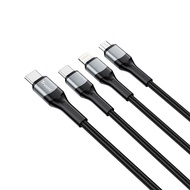 66W 3 in 1 C TO C/L/M 66W Braided Cable Black 1.2M