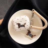 Stylish Cute Polka Dot Puppy Sweater Earphone Case with Lanyard for AirPods Pro 3 / AirPods 4 / AirP