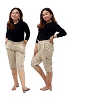 Putri Nasya - Pants Short SizeBIG 7/8 Cargo Size 8L, 6L, 5L, 4L, 2L, XL, S fit to L Color Cream Moca
