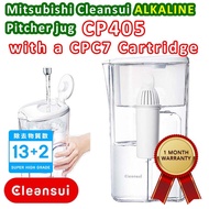 CLEANSUI CP405 water pitcher completed with a CPC7 Alkaline cartridge to generate purified Alkaline water.