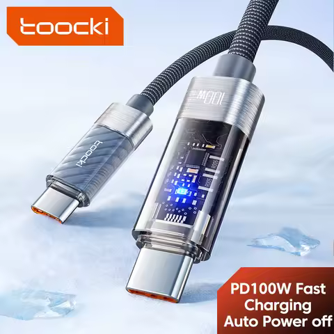 Toocki 100W USB C to USB C Cable Auto Power-off QC4.0 PD3.1 Fast Charging for Macbook iPhone 16 15 S