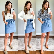 J crew chambray paperbag mini skirt