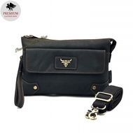 Rush Rider Clutch Bag Men Leather Handcarry Bag 2 Way Use Sling Bag