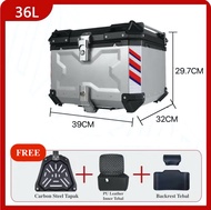 TopMotor Premium Aluminium Top Box 36L 45L 55L 65L Motor Box Storage Motorcycle Box Storage Motorbox