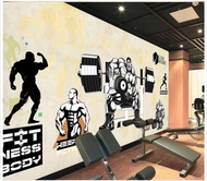 3D Photo Wallpaper Custom 3D Murals Wallpaper For Walls 3 D Gym Muscular Male Dumell Puzzle Vector Background Wall Paper Decor