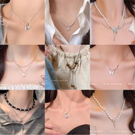 Buy 4 Get 1 Free Gift Pearl Butterfly Necklace for Women Light Luxury Niche Versatile Sweater Chain 