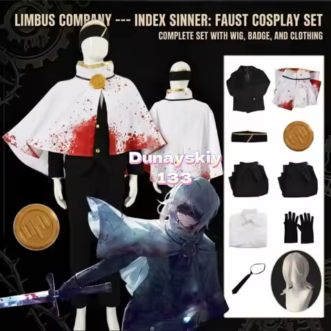 Limbus Company Faust The Index Proselyte Cosplay Cloak and Wig Set Unisex Paper Slip Halloween Rolep