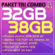 Paket Data Internet 32GB Tri three 3 bonus nelpon LPB8151