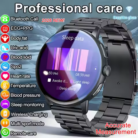 2026 New physical health Analysis Uric Acid Smart Watch Body Fat ECG+PPG BP Blood Oxygen HD Clock BT