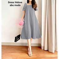 [CAN SHIP IMMEDIATELY] Latest korean style women's dress, all sizes, oversize, jumbo, velove - Grey 