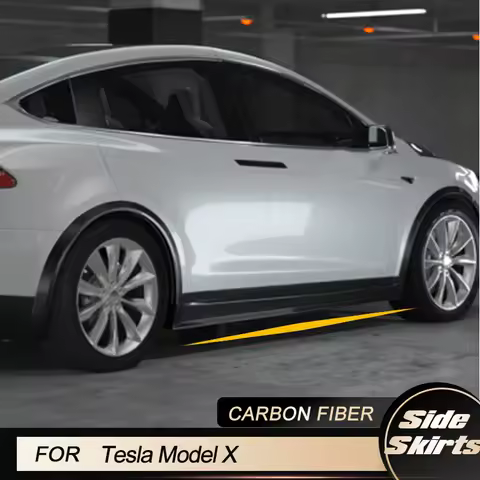 Car Side Skirts Extensions for Tesla Model X Sedan 4-Door 90D 75D 2016-2018 Side Door Bumper Apron L