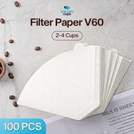 V60 Flat Bottom Filter Paper 02 1-4 Cups Coffee Filter Paper 100 PCS - U04