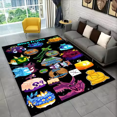 Classic B-Blox Fruit Cartoon Game Carpet Rug for Bedroom Living Room Sofa Playroom Doormat Home Deco