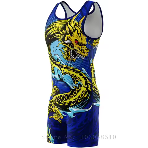 WrestlingMart Stretchy Bodysuit Sleeveless Wrestling Singlet Boxer Gymnastics Leotard Jumpsuit Swimw