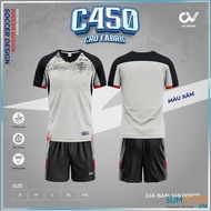 Bộ Quần Áo Không Logo C450 Màu Xám - Đồ Đá Bóng Chất Liệu Thoáng Mát Hút Mồ Hôi