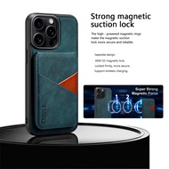 YOOVEI Magnetic Phone Case Suitable for 13ProMax with Credit Card Case High-Quality PU Leather Shock