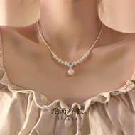 Lao Fengxiang Young Pearl Necklace Broken Silver Natural Freshwater Pearl Clothes Accessories 9999 S