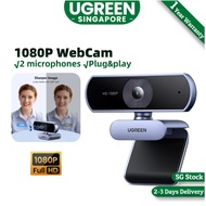 UGREEN HD Webcam with Microphone, 2 Mics Clear Stereo Audio, 1080P FHD USB Web Camera, for Live Stre