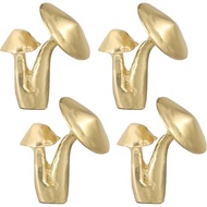 4PCS Mushroom Drawer Knobs,Funky Drawer Pulls Brass Decorative Knobs for Cupboard Cabinet Dresser Wa