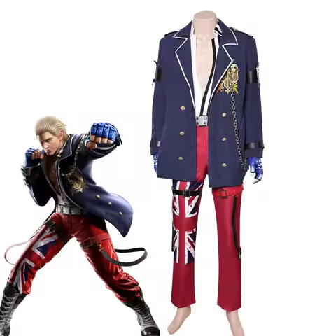 Tekken 8 Steve Fox Cosplay Costume Fantasia Jacket Pants Uniform Set — Adult Men Halloween Carnival 