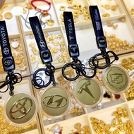 Gold Car Logo Keychain Pendant 999 with Gold Benz Audi Co-Branded Car Key Pendant Gift for Boyfriend