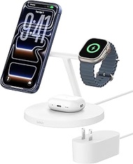 Belkin MagSafe-Compatible Charger, 3-in-1 Wireless Charging Station, Qi2-Certified 15W Wireless Char