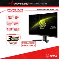 MSI MAG 276CXF Curved Gaming Monitor - (1920x1080 FHD), 27-inch, 280Hz, VESA Mountable, 0.5ms, HDR R