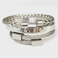 Mens Three-in-One Punk Titanium Steel Bracelet Stylish Stainless Steel Jewelry Fashionable Accessori