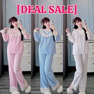 [DEAL Women's Pajamas, Lady's Home Wear Set Long Sleeve Plaid Freesize <58kg
