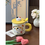 Birthday Gift Cute Cat Mug With Lid Cup High-looking Bestie Ceramic Cup Girls Souvenir Gift Box