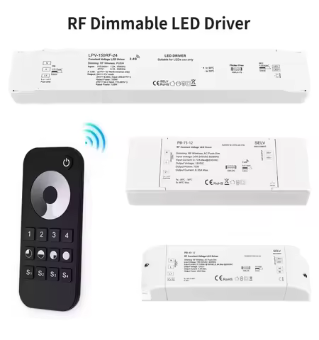 40W/70W/150W Dimmable LED Driver RF Remote AC Push-dim Lighting Transformer DC12V 24V Dimmer Power S