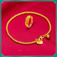 Emas 916 lelong Ring + Bracelet for Women Set Lelong Gelang + Cincin Boleh Laras
