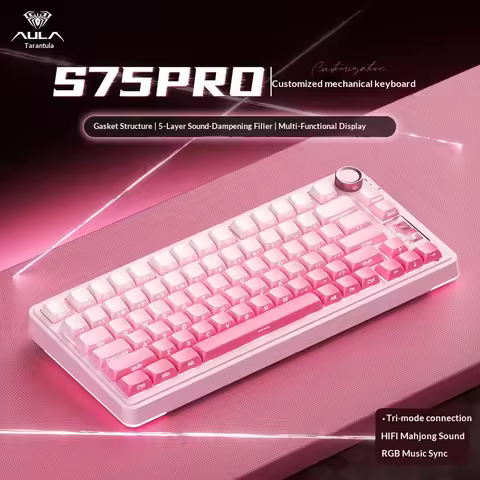 Aula S75 Pro Wireless Three Mode Mechanical Keyboard Custom Gasket Structure 1 14 Inch Display Scree
