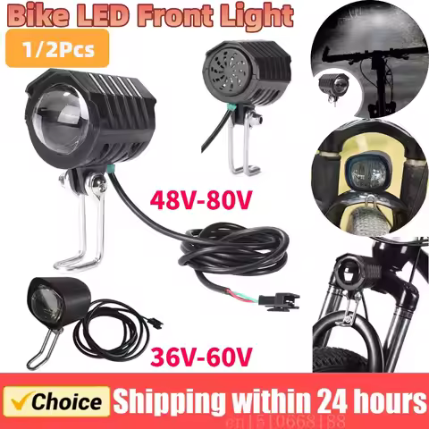 Ebike E-Bike 36V 48V 60V 80V Electric Bicycle Light with Horn Waterproof Scooters Motorcycle Headlig