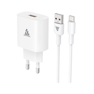 คิงคอง อะแดปเตอร์ USB-A 18W QC3.0 + Type-C Cable  QA18 White