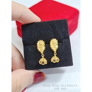 Wing Sing 916 Gold Full Gold Hanging Jimikki Jhumka Indian Design Earrings / Subang Skrew Gantung Payung Emas 916