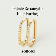 Sonora Prelude Rectangular Hoop Earrings, Interlude Collection, 18K Gold Plated 925 Sterling Silver