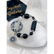 |SG| Premium Nine Tail Fox Crystal Bracelet (Black Tourmaline, Black Sakura Agate, Silver Obsidian, 