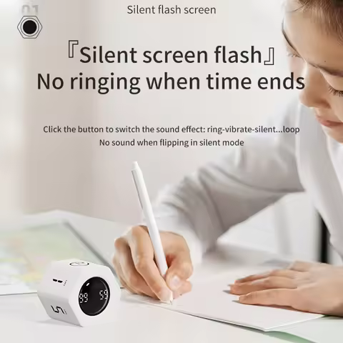 Productivity Cube Timer Gravity Sensor Flipping Countdown Cooking Study Mini Digital Timer 5 Preset 