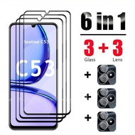 6 In 1 For Realme C53 Glass Tempered Glass Realme C53 Glass Full Cover Screen Protector Camera Film 