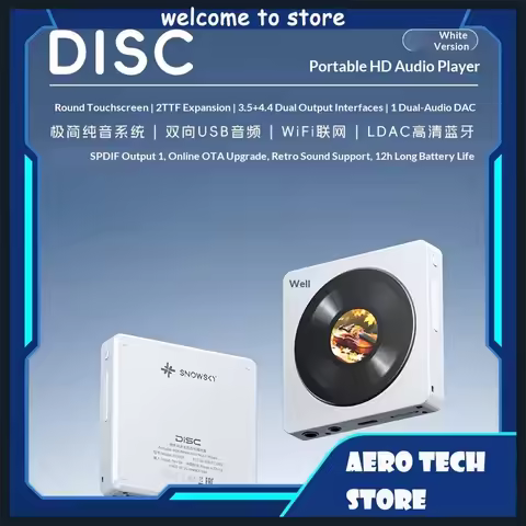 FiiO DISC Portable MP3 Player WiFi Bluetooth HiRes Audio Music Player Retro Mini Smart Walkman for K