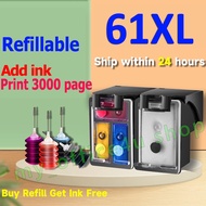 Compatible hp 61 ink hp 61xl black hp61 hp61xl refillable ink cartridge for HP 1510 2540 2541 2542 2