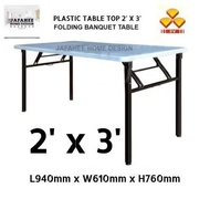 JHD  3V 2' x 3' Folding Banquet Table / Foldable Banquet Table with Plastic Table Top