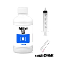 250ML 552 Refill Ink For Epson EcoTank L8160 L8168 L8180 L8188 ET-8500 ET-8550 EW-M973A3T EW-M873T P