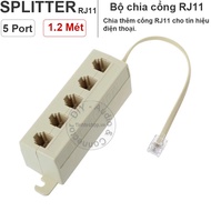 5-port RJ11 splitter - 1-to-5 RJ11 port splitter box divided from 1 RJ11 port to 5 desktop phones sh