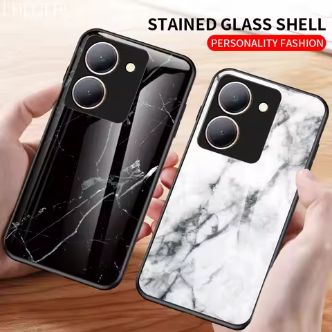 Marbling Tempered Glass Phone Case For Vivo V23E V25E V27E V29 V29E Y36 Y27S V21E V25 V27 Pro Y27 Y7
