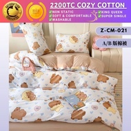 G9 Cartoon Bedsheet 4IN1 NOT INCLUDED COMFORTER 2200Tc Cozy Cotton Bedsheet Cadar King Queen