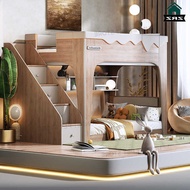 【High Quality】 Kids Bunk Bed Frame Kids With Pull Out Storage Bed| Bed Frame